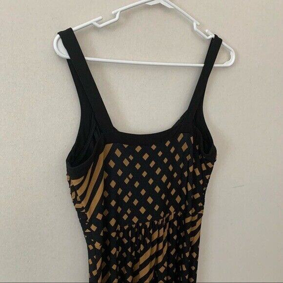 Signature By Robbie Bee Brown Patterned Maxi Dress Slinky Size Medium - Picture 3 of 7